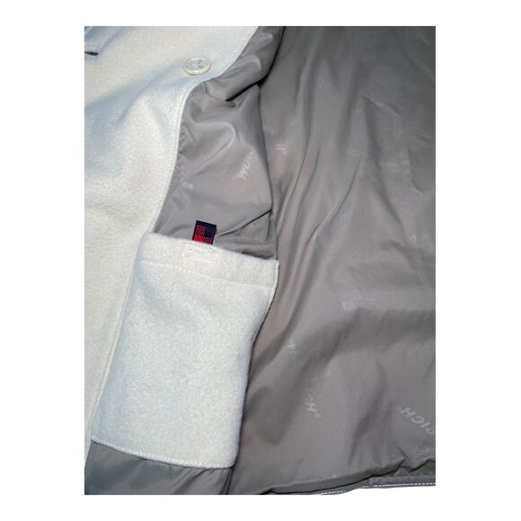 Woolrich Ivory Cream Wool Double Breasted Pea Coat, Size Small Fall Classic Coat - Picture 6 of 10